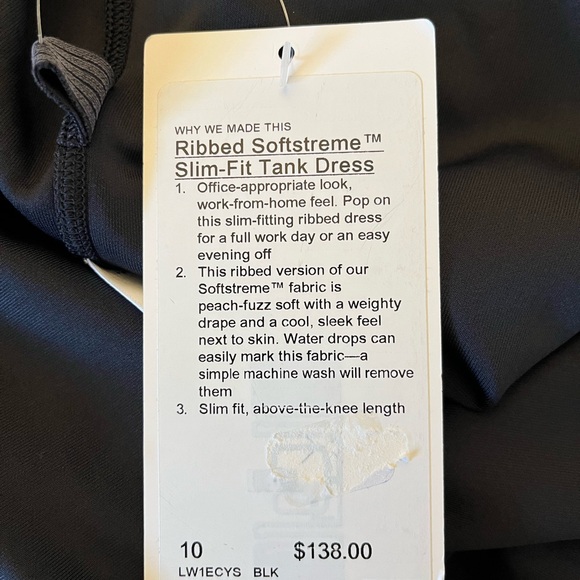 Lululemon Ribbed Softstreme Tank Dress Slim Fit Size 10 NWT - Picture 11 of 11